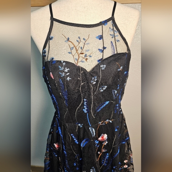 Floral Embroidered Black Dress By My Michelle. Black Fully Embroidered - Picture 4 of 14